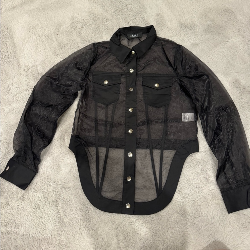 Black Akira Button Down Top